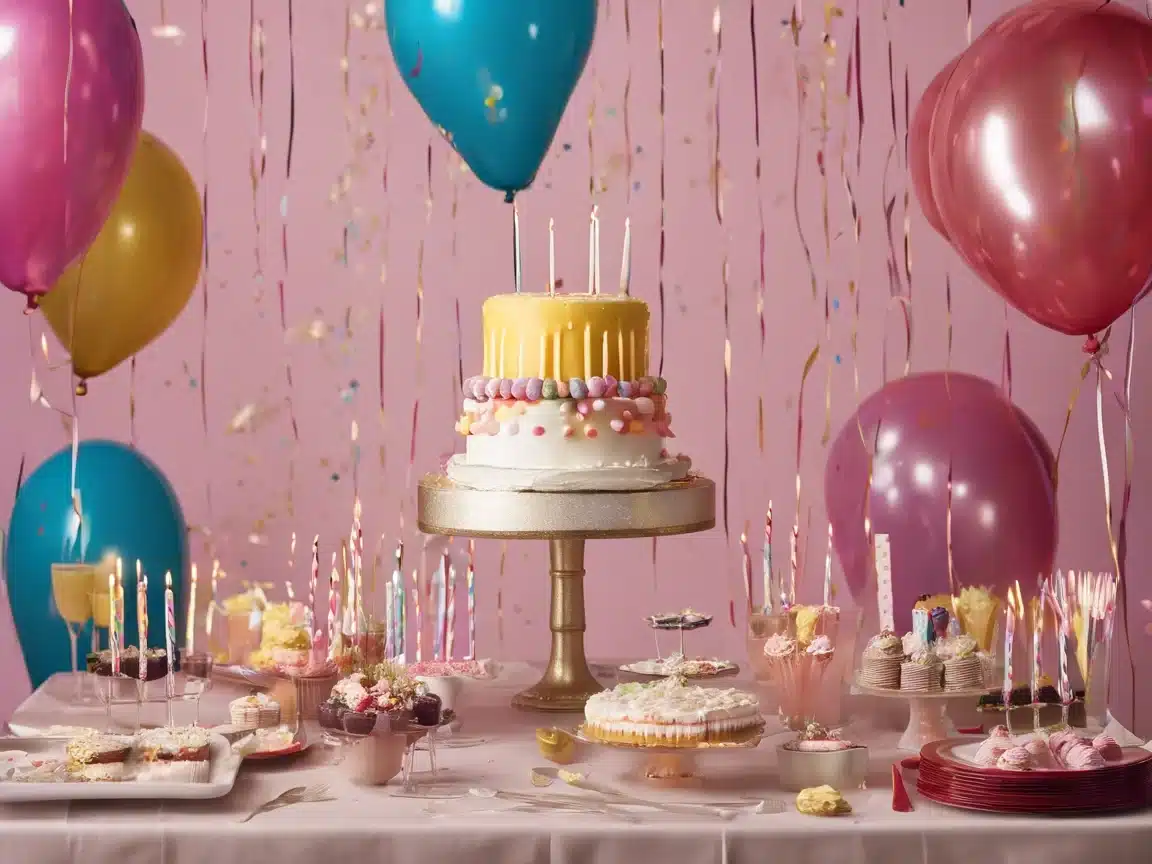 a table with food and balloons