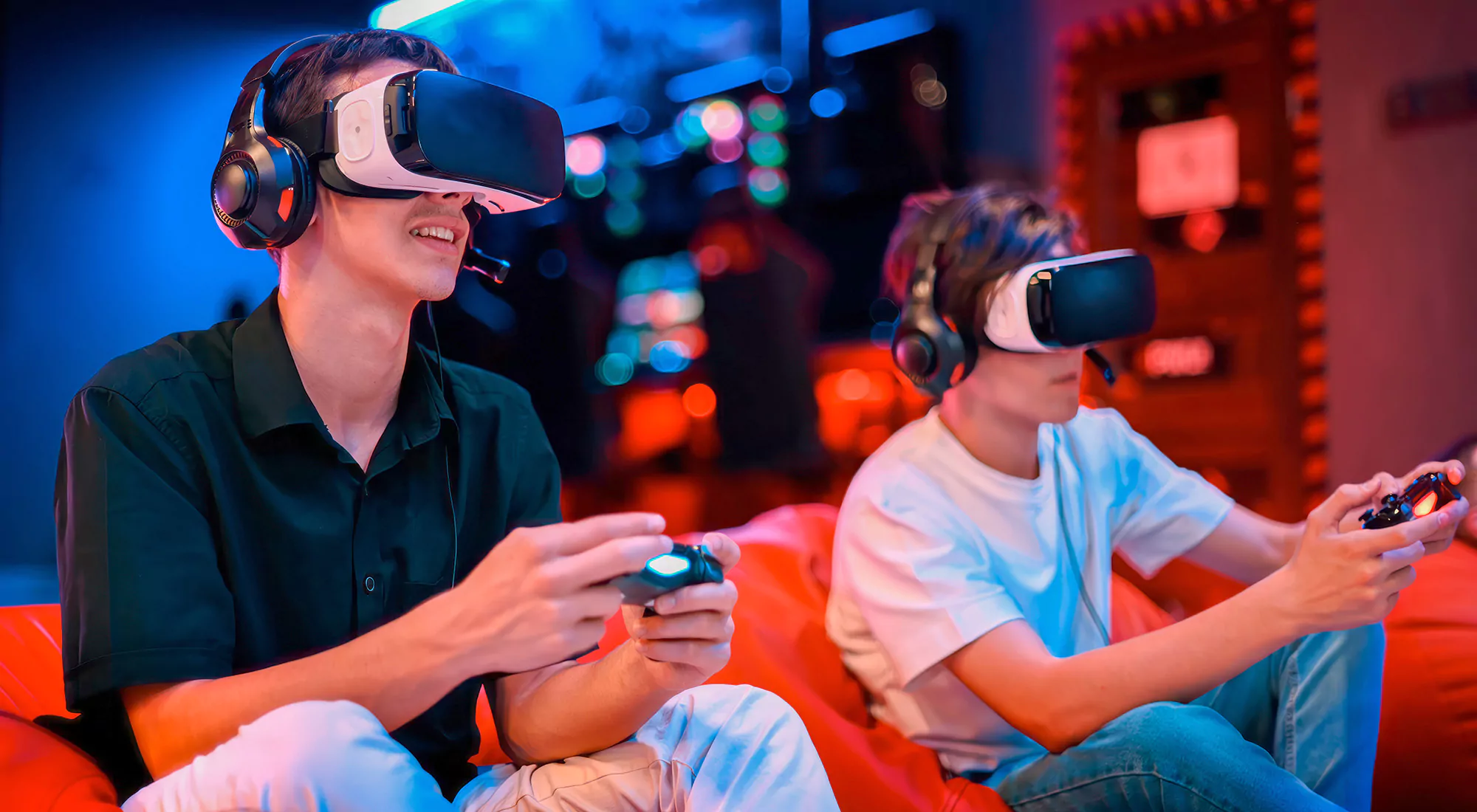 Kids using VR for interactive entertainment
